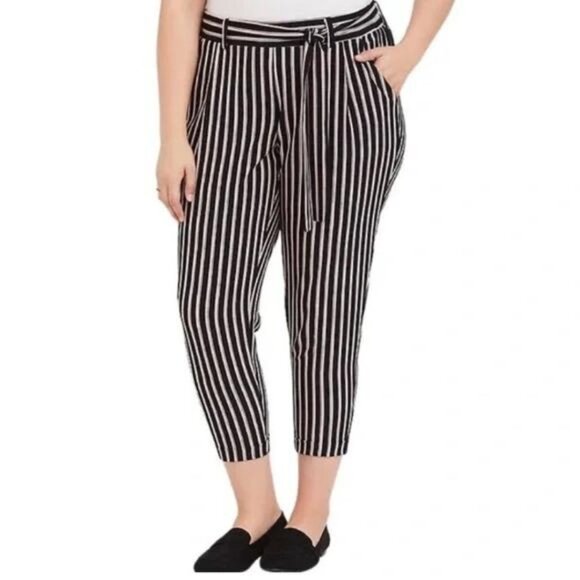 torrid Pants - Torrid Multi Stripe Crepe Tie Front Tapered Pant